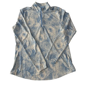 Adidas L Ultimate365 Printed 1/4 Zip Mock Semi Blue Burst‎ Outerwear Athletic